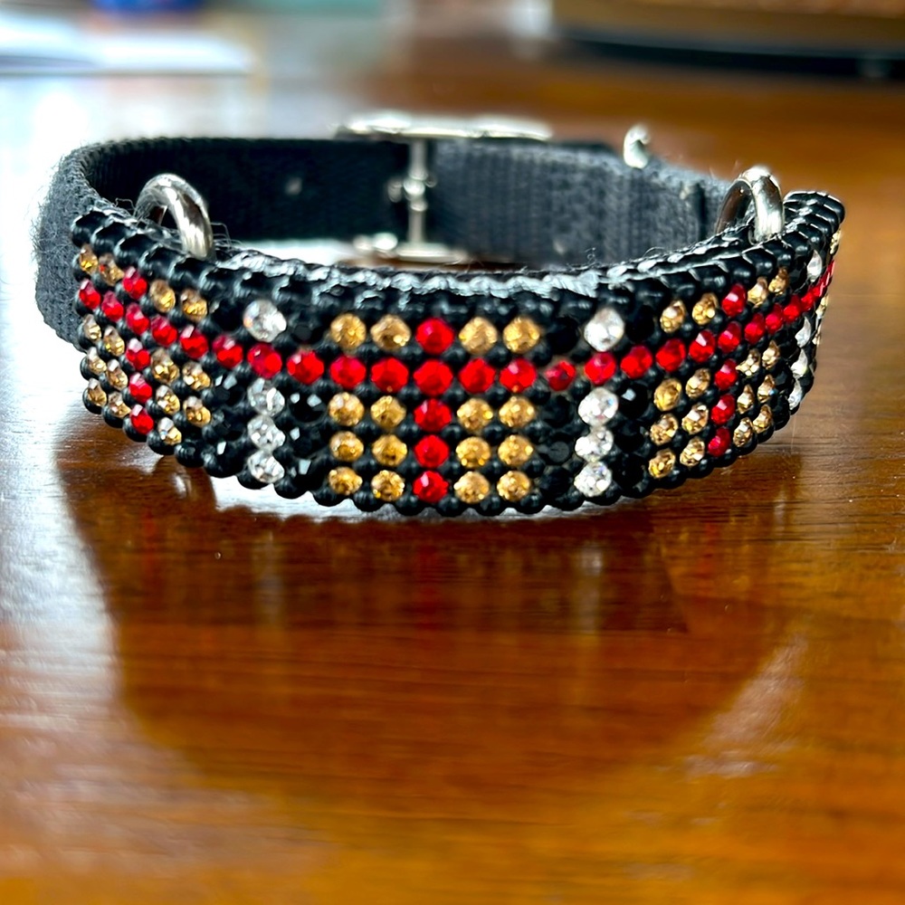 Plaid rhinestone dog collar slide